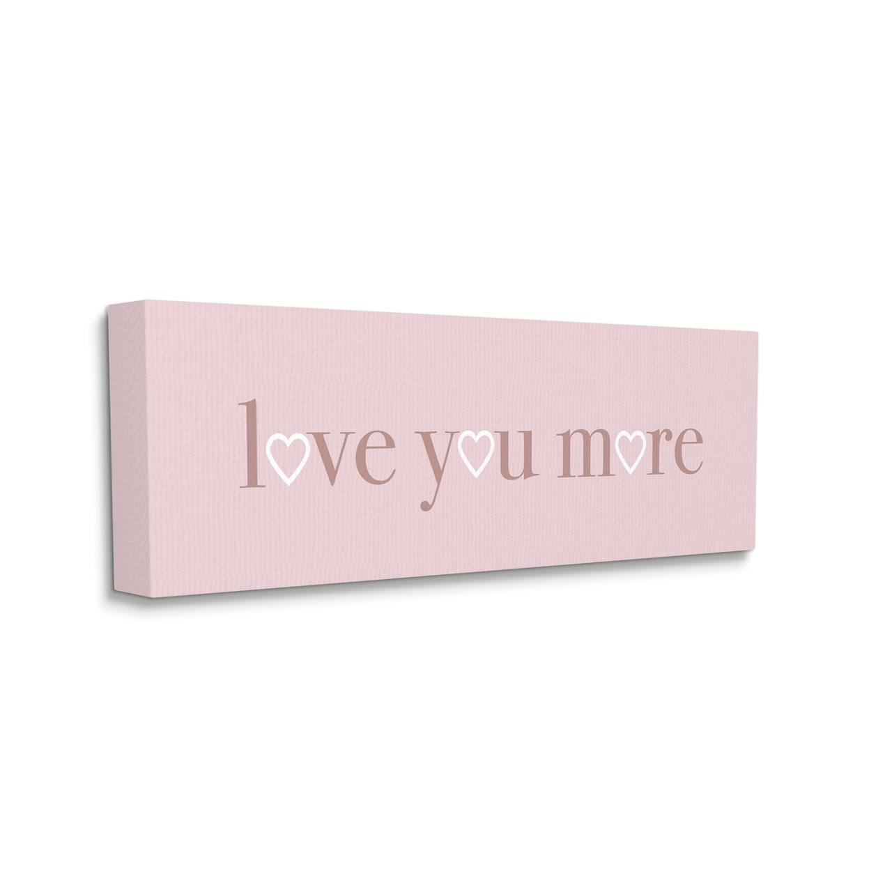Stupell Industries Soft Pink Love You More Phrase Heart Shapes Canvas Wall Art